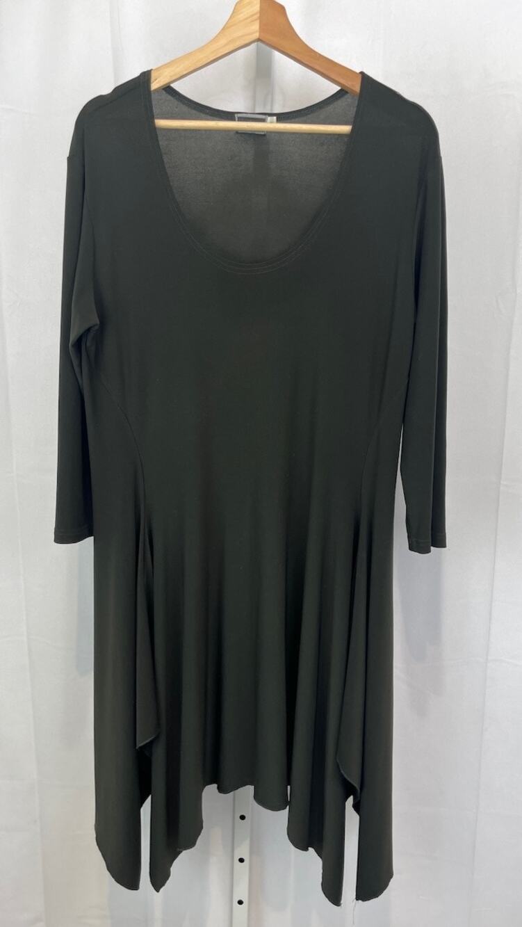 SYMPLI The Best Canada Scoop Neck Tunic Dress Handkerchief Hem Green Size 12